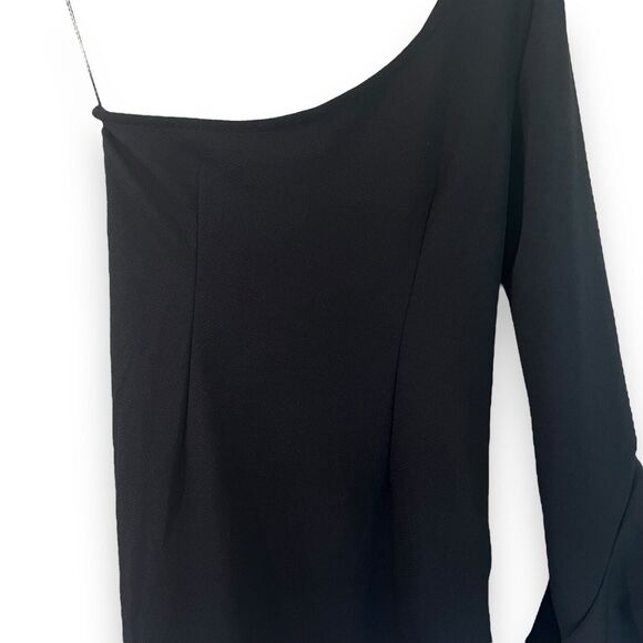 NEW Trina Turk Kadinsky One Shoulder Bell Sleeve Mini Dress in Black Size 6 $198 - Picture 10 of 10